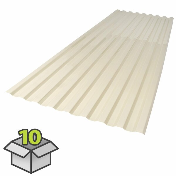 Suntuf 26 in. x 6 ft. Smooth Cream Polycarbonate Roof Panel, 10PK 400987